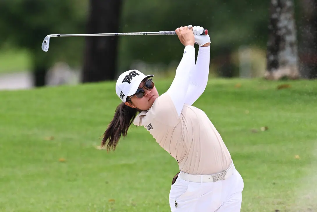 Auton Kim hitting a shot during the 2026 HSBC Women's World Championship Round 1