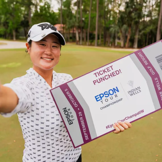 Gina Kim, defending champion of the 2026 IOA Golf Classic, after her 2025 victory at Alaqua Country Club